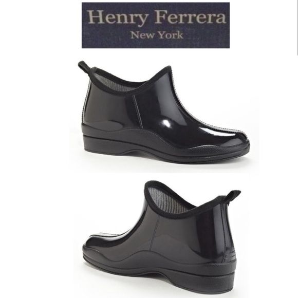 Henry Ferrera Shoes - Ankle Rain Boots Glossy Black 8